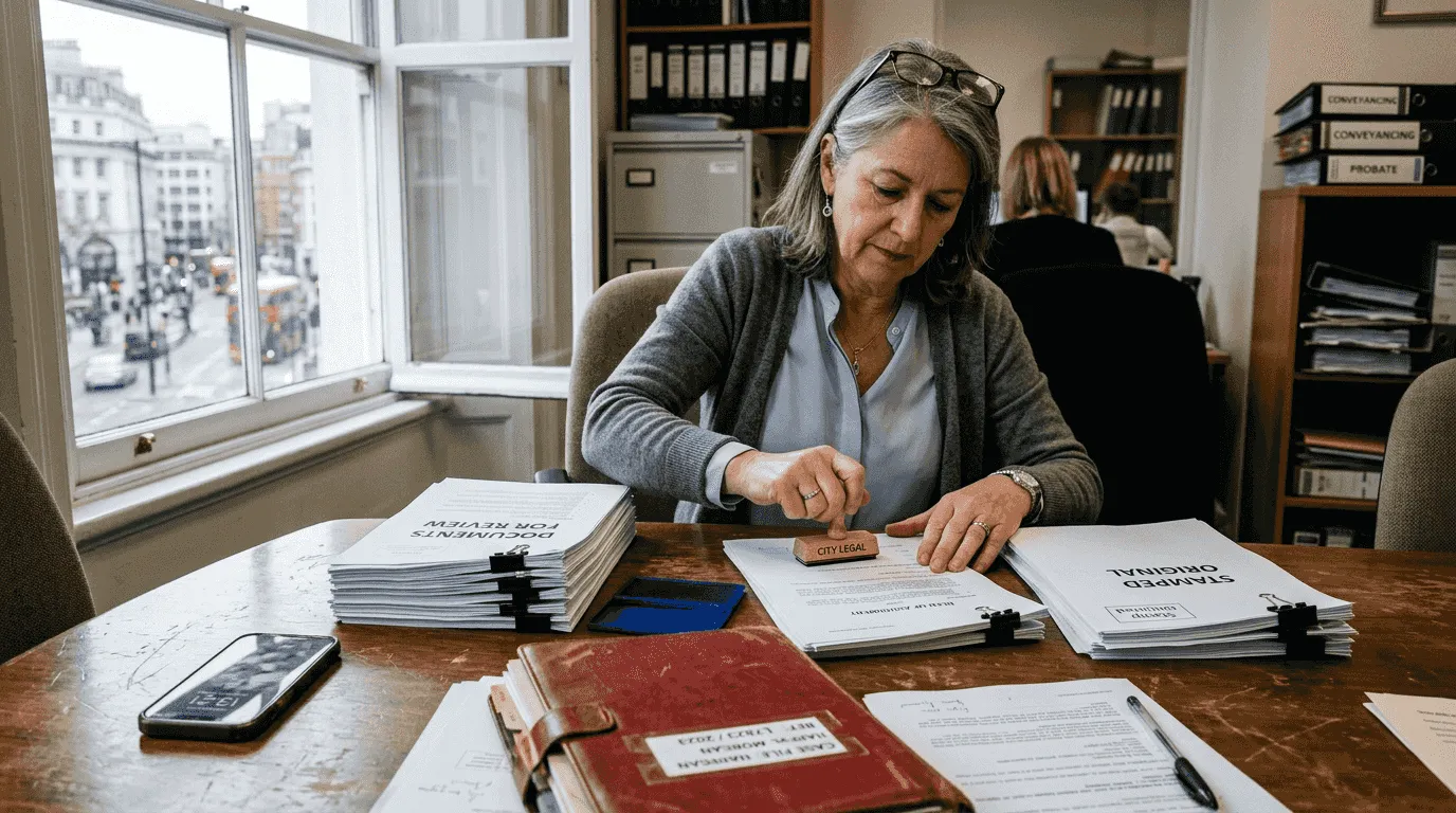 Solicitor sorting financial consent order documents