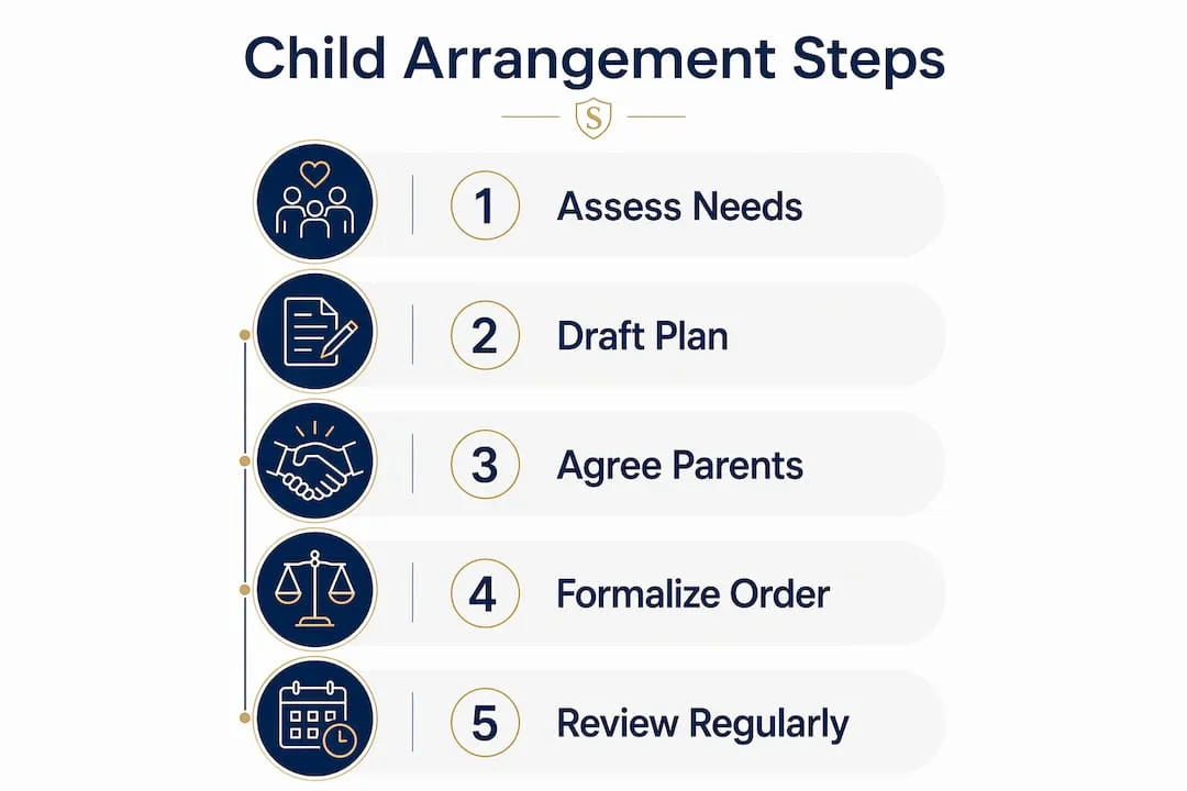 Infographic showing key steps for child arrangements
