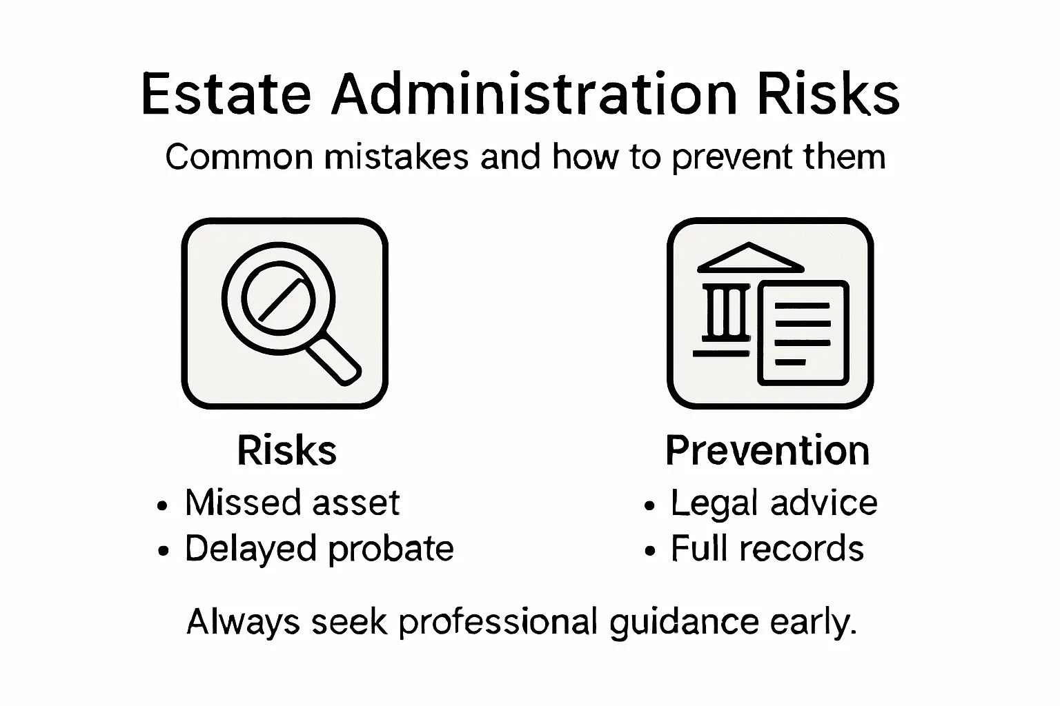 Infographic showing estate administration risks and prevention