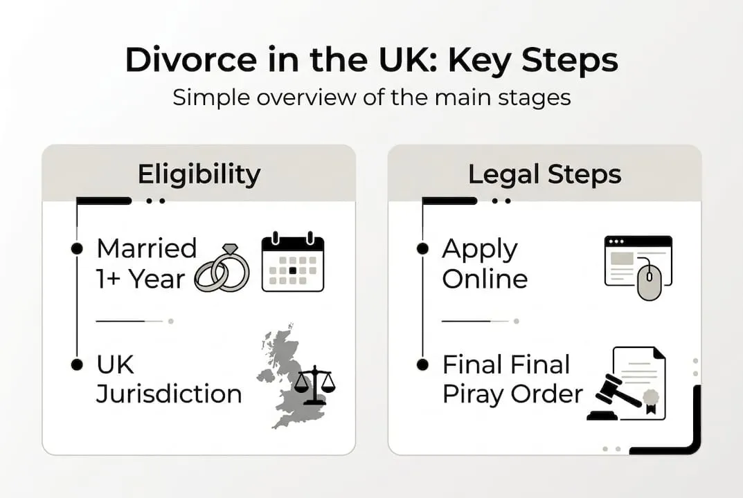 Infographic showing UK divorce process steps
