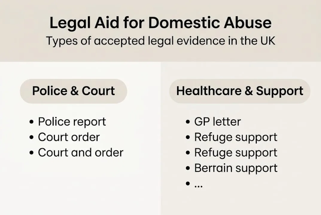 Infographic showing legal aid evidence types