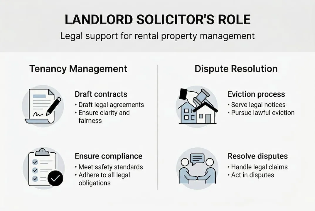 Infographic showing landlord solicitor roles and services