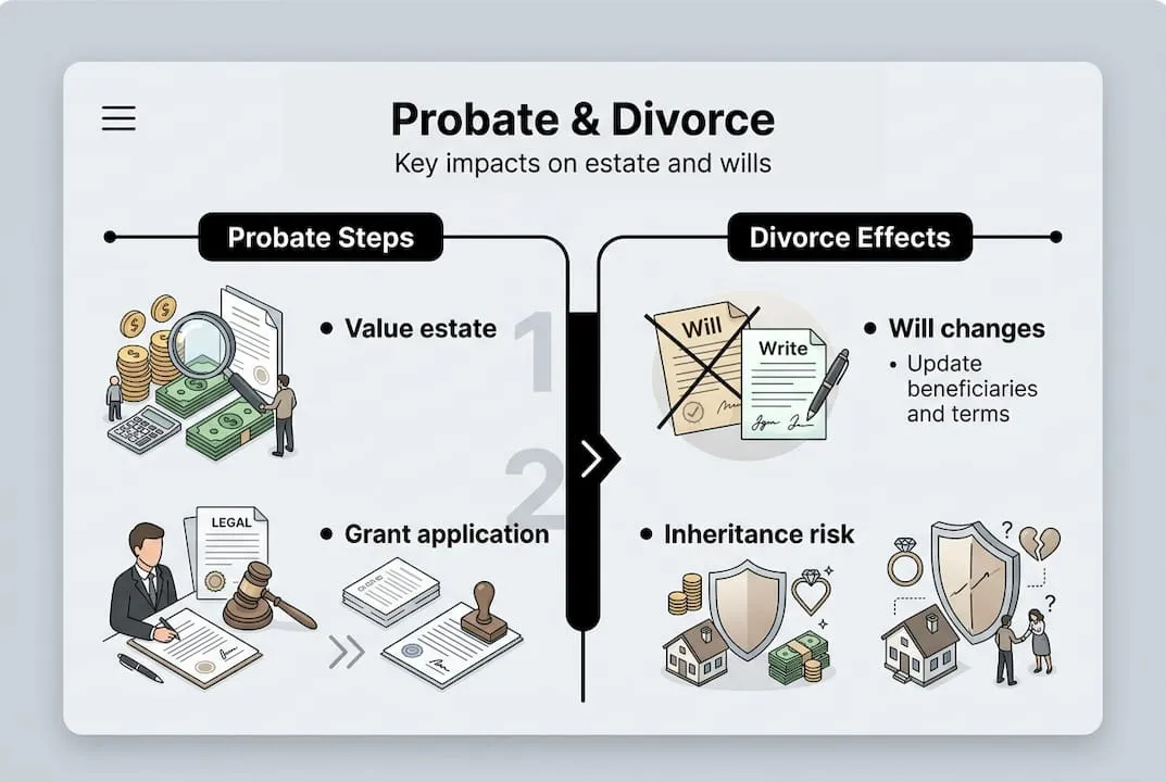 Infographic overview of probate and divorce effects