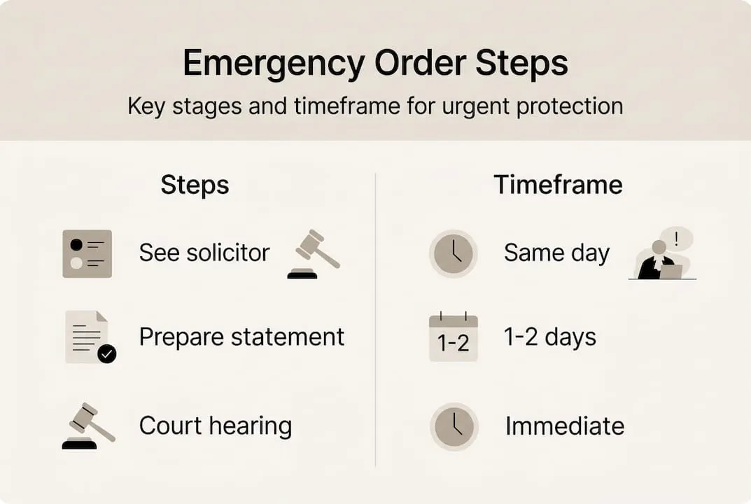Infographic of non-molestation order steps and timeframe