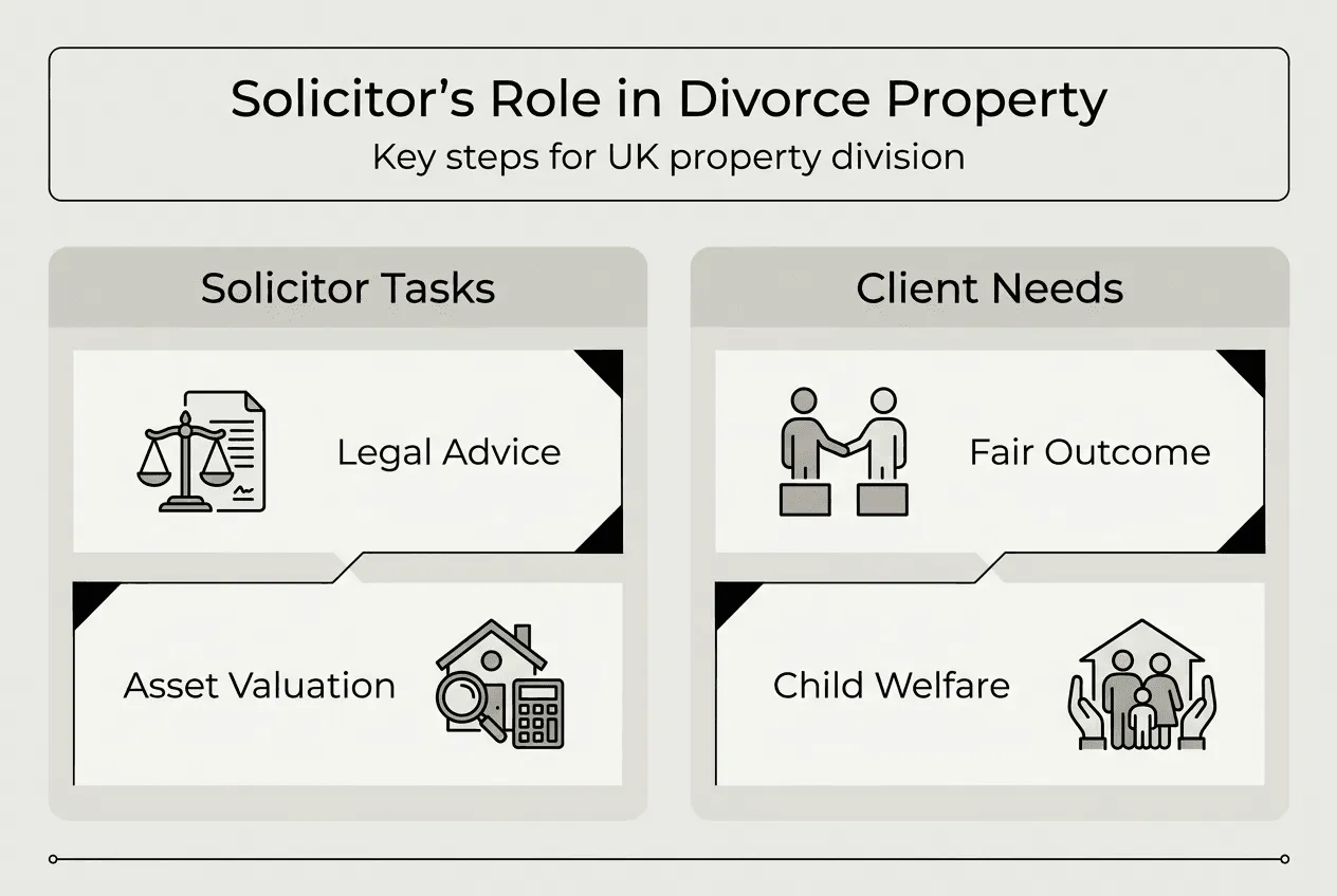 Infographic showing solicitor steps in divorce process