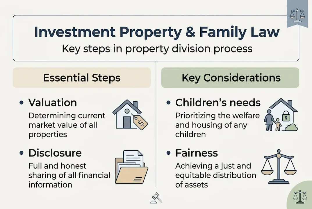 Infographic showing steps in property law division