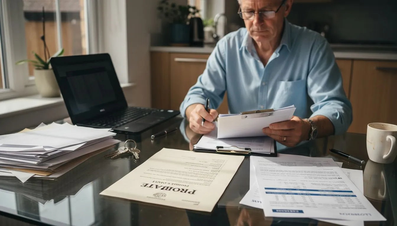 Executor sorting probate and estate paperwork