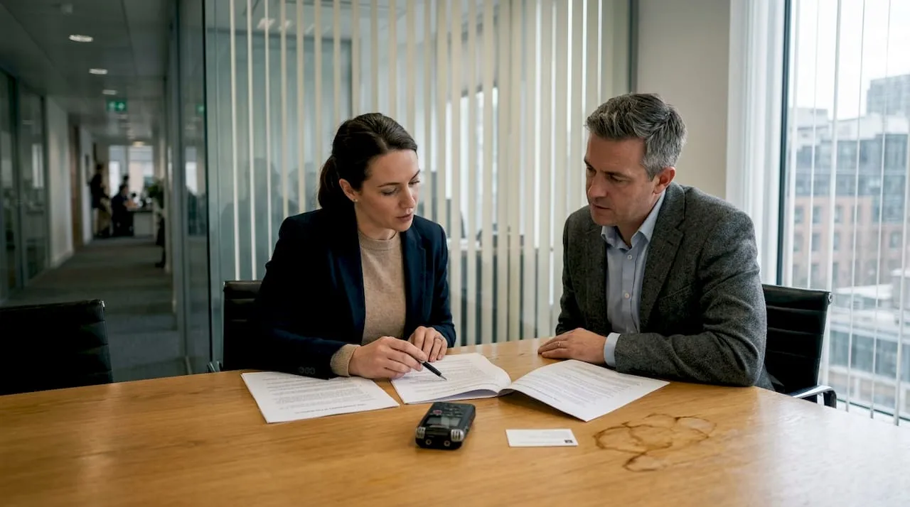 Separating couple meeting about property transfer