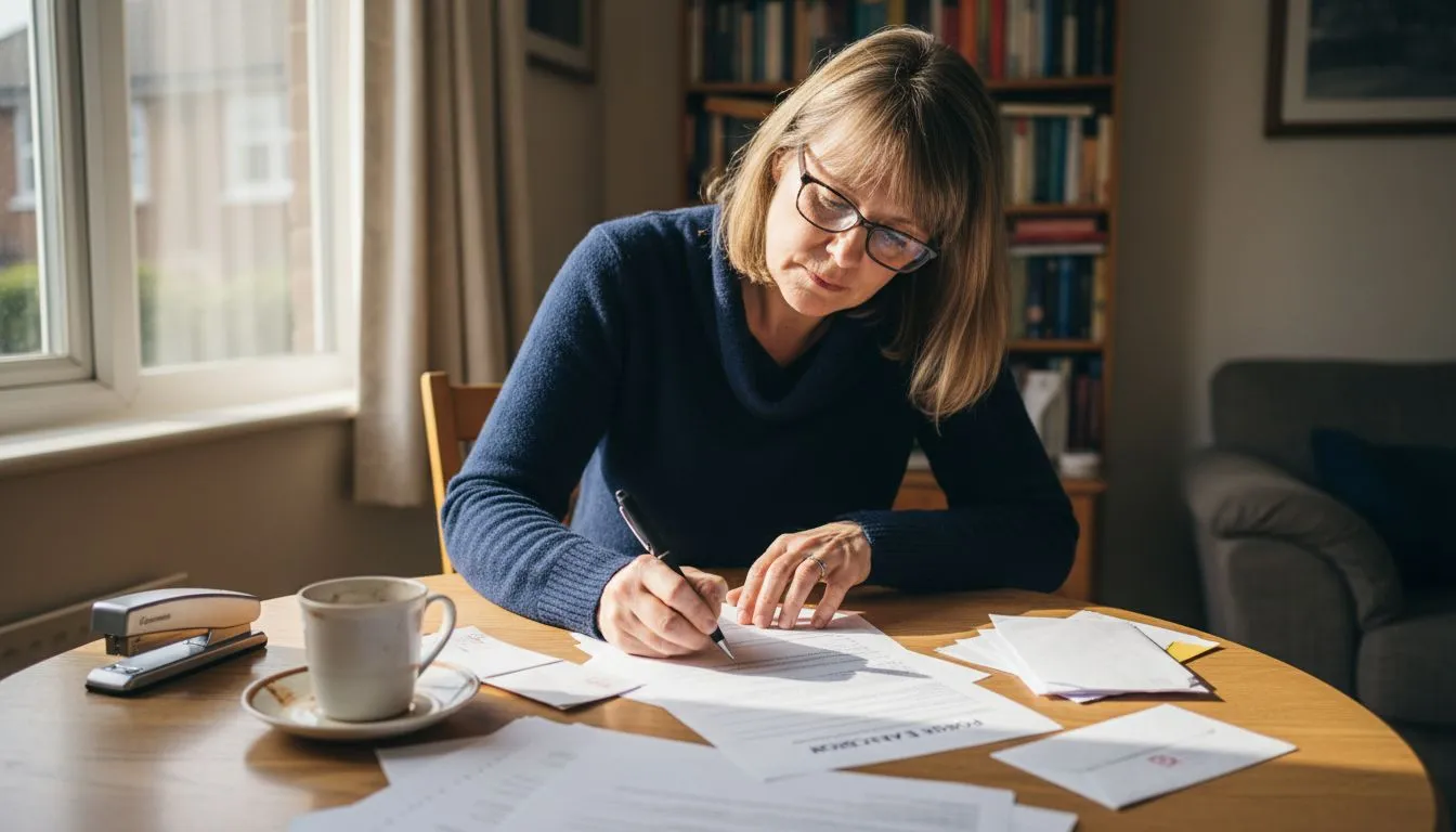 Woman completing probate application paperwork