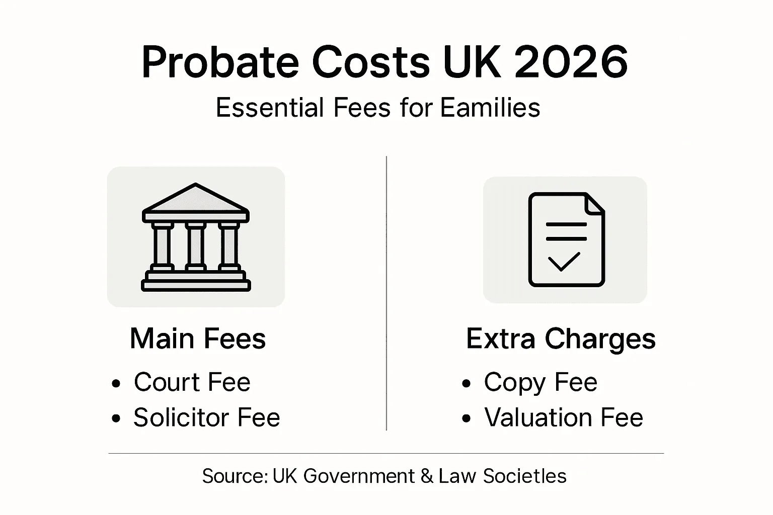 Infographic summarising key UK probate fees