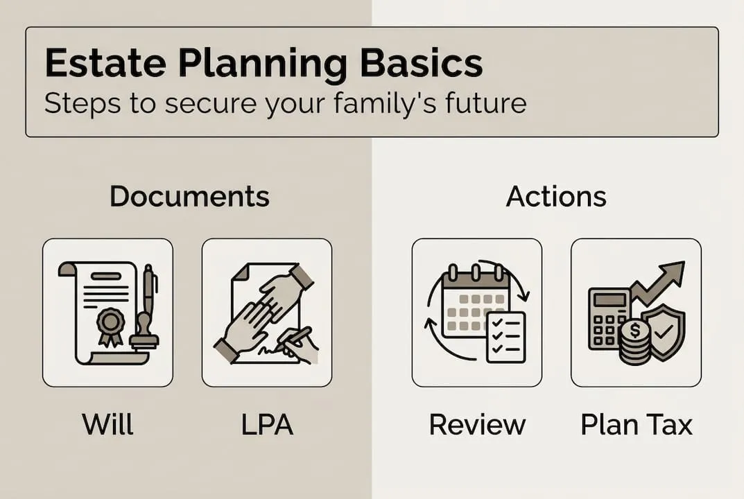 Infographic showing basic estate planning steps