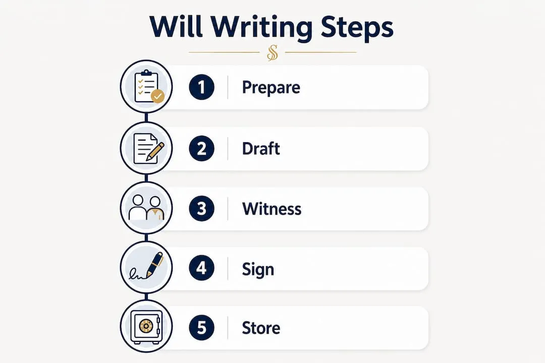 Infographic showing step-by-step will writing process