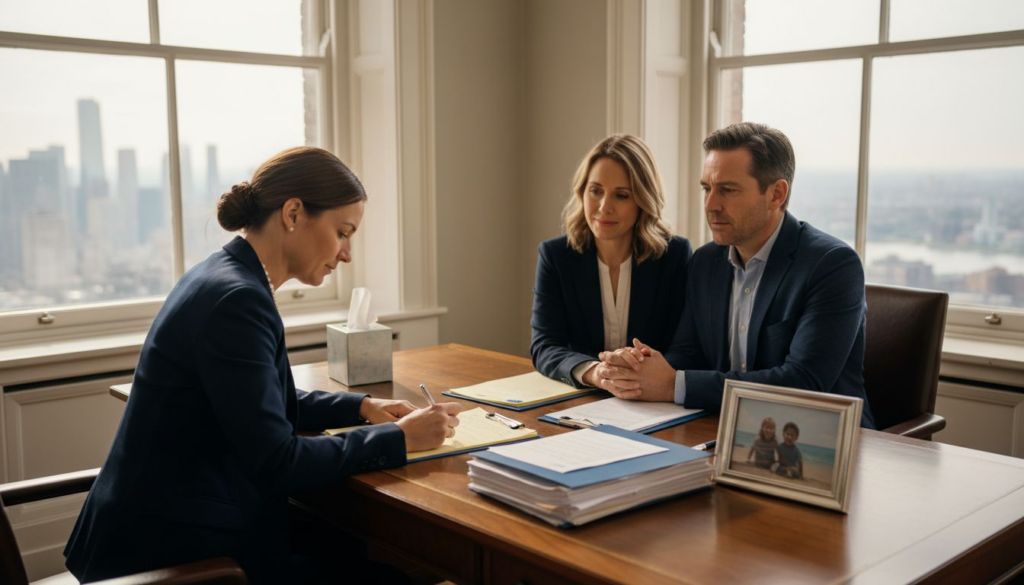 Solicitor advising couple on family law matters