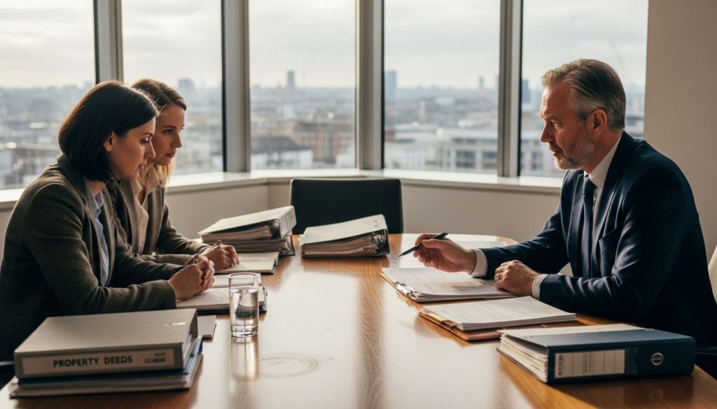 Solicitor meeting couple about family law terms