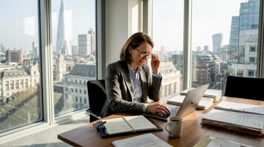 Solicitor reviewing commercial property documents