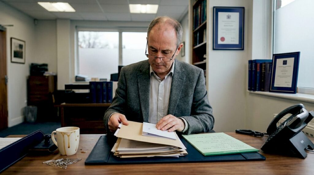 Solicitor reviewing investment property documents