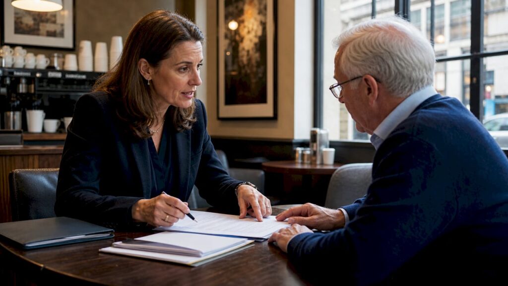 Solicitor consulting client over will dispute documents