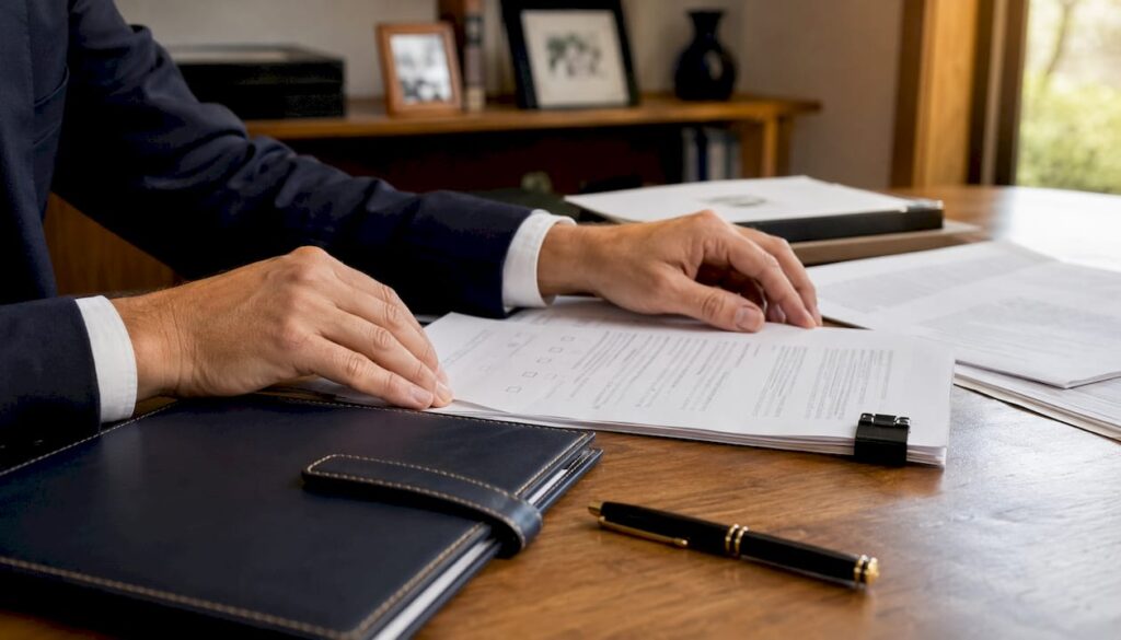 Hands reviewing conveyancing documents