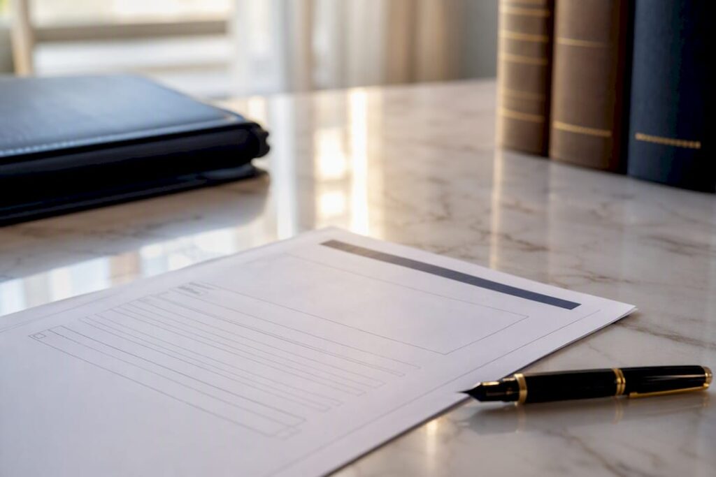 Consent order application form on table