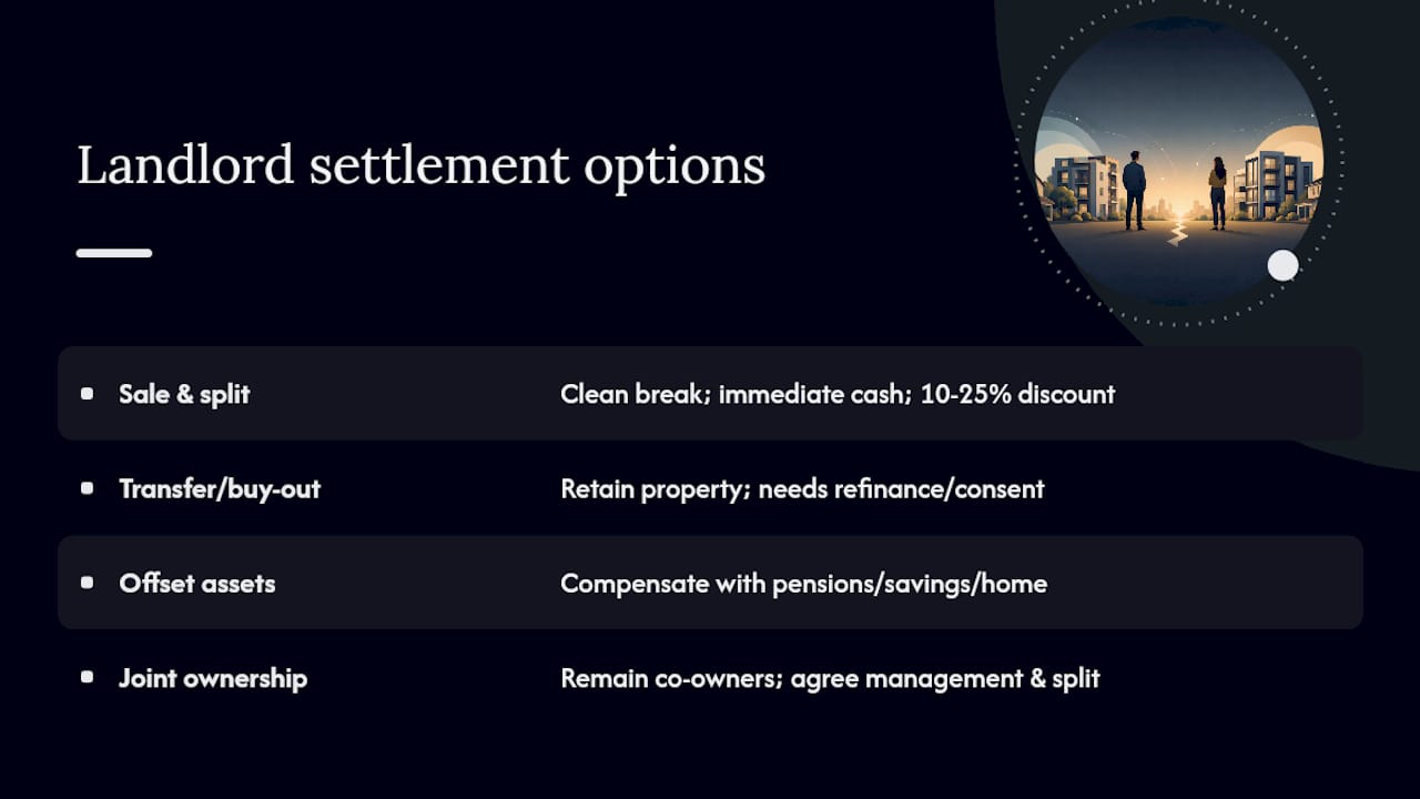 Diagram of four property settlement options