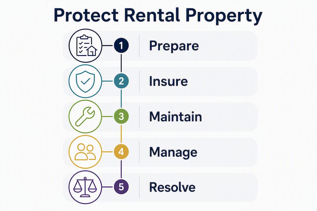 Infographic showing steps to protect rental property