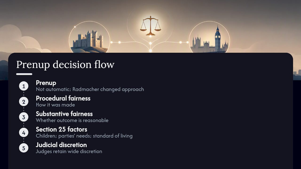 Court factors assessing a prenuptial agreement