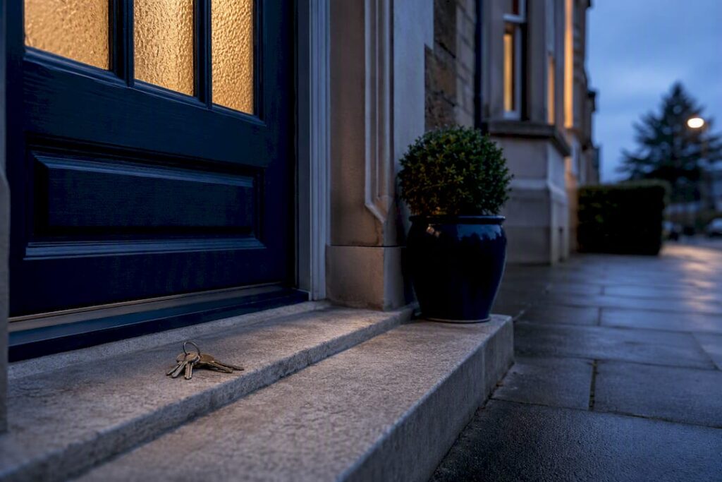 Residential property entrance with house keys